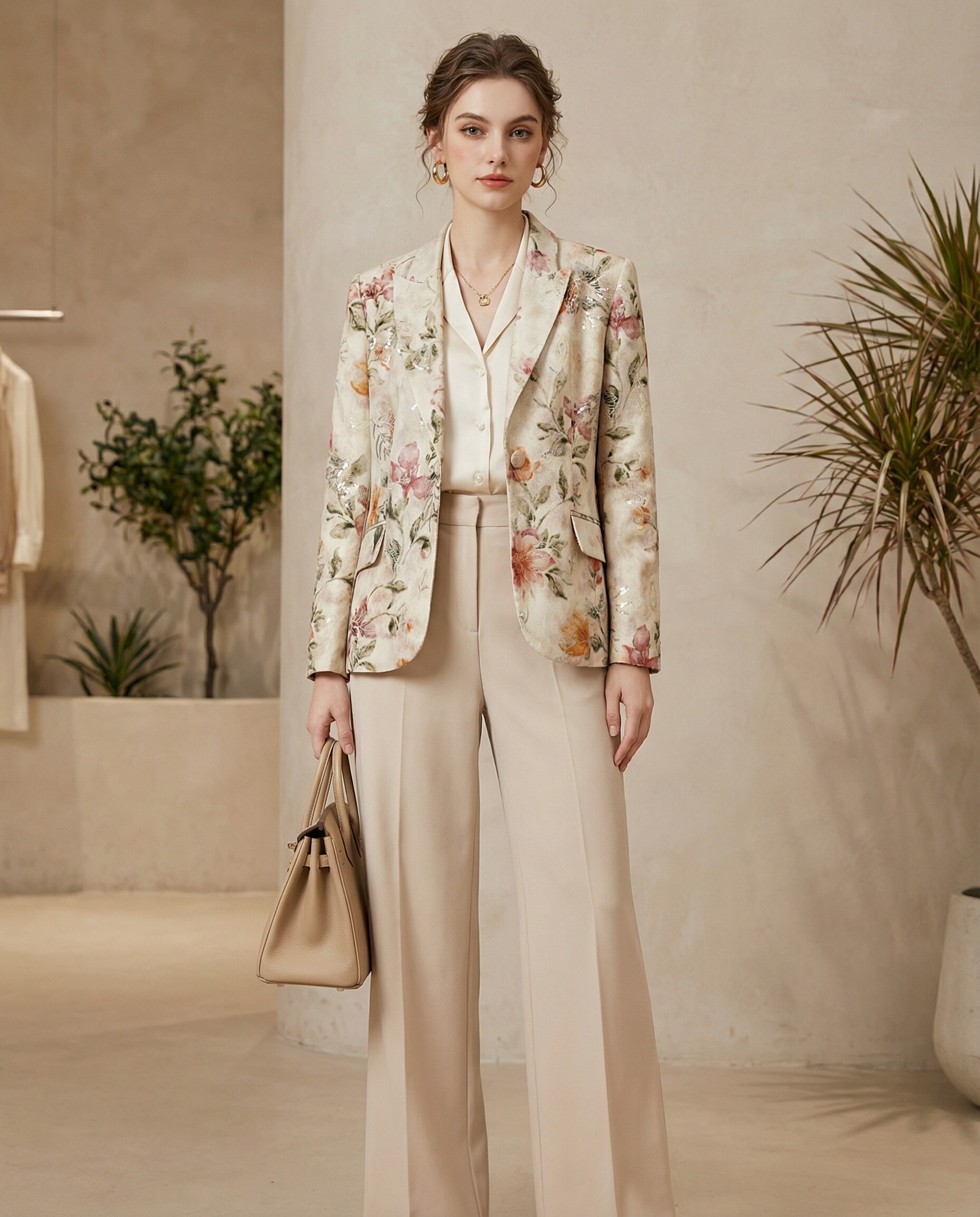 Wholesaler Giovanni Paris - COTTON BLAZER WITH FLORAL PRINT, EMBROIDERY, AND SEQUINS