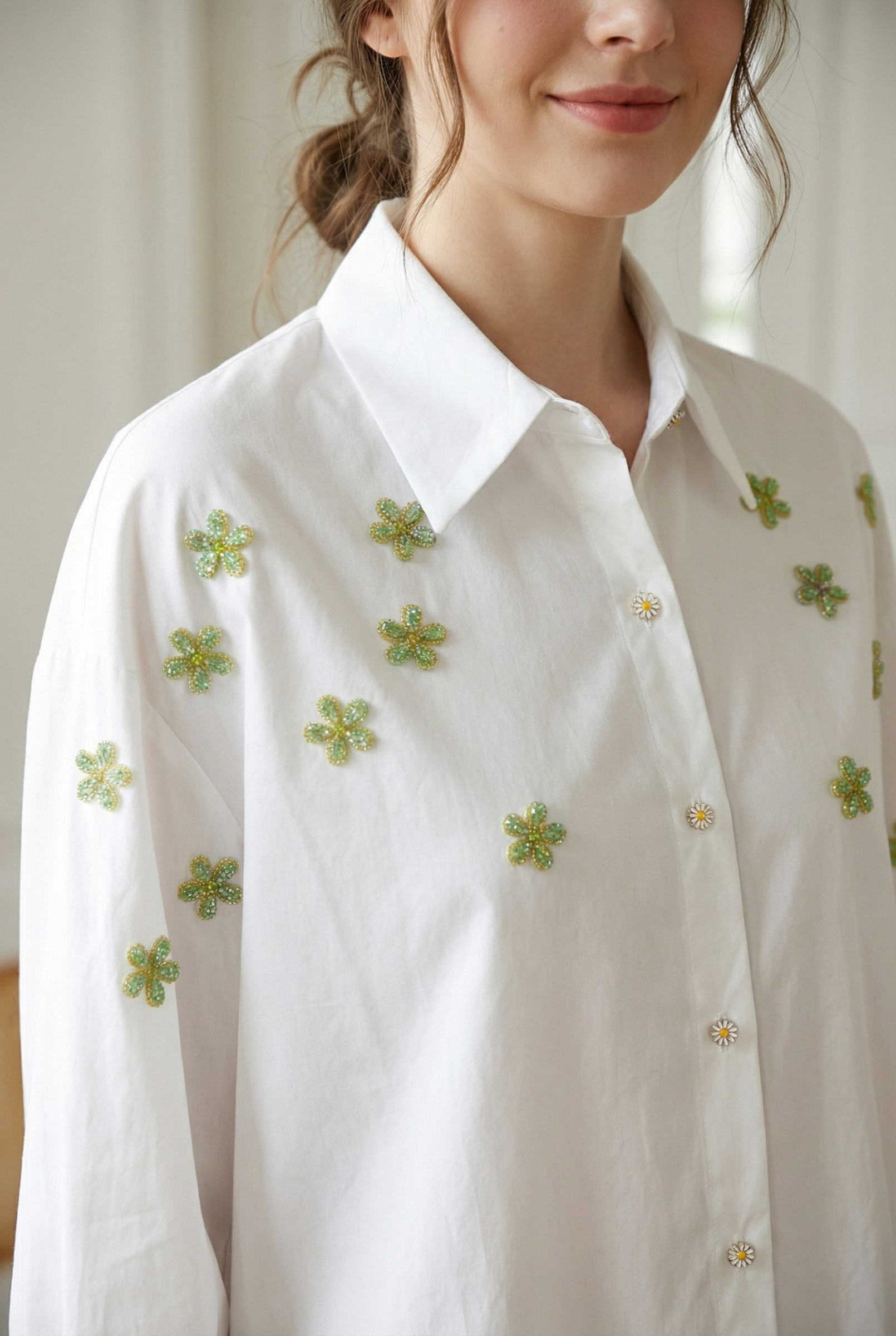 Chemise Western Authentique 1849 Ranchwear – Blanche Brodée De Fleurs, Taille L (Vintage)