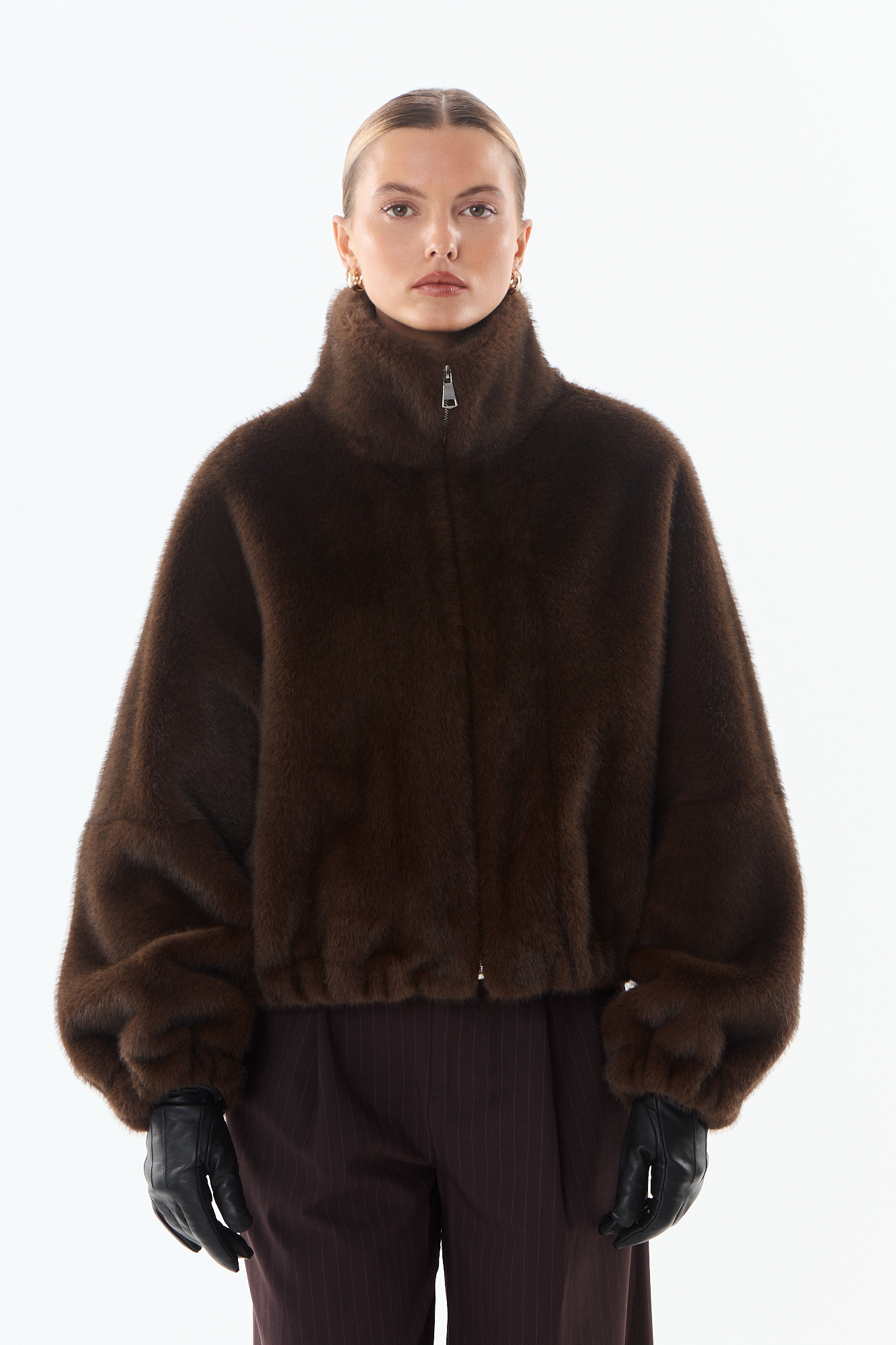 Mayorista Giovanni Paris - Chaqueta bomber corta de piel sintética con cuello alto y cremallera