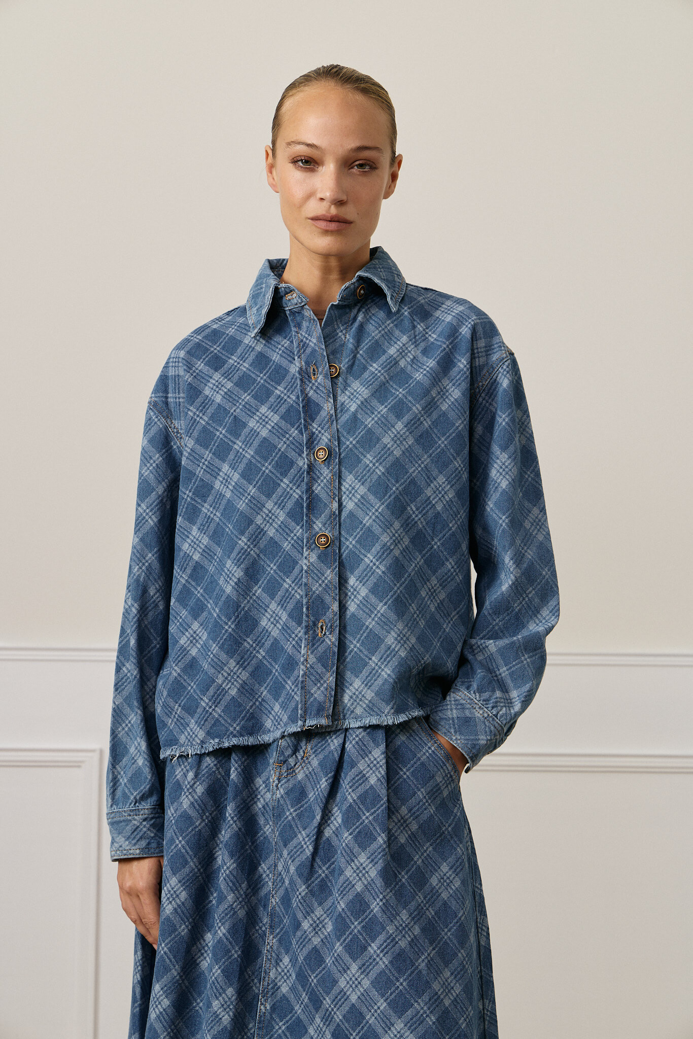 Wholesaler GIOYA&CO - Plaid denim jacket