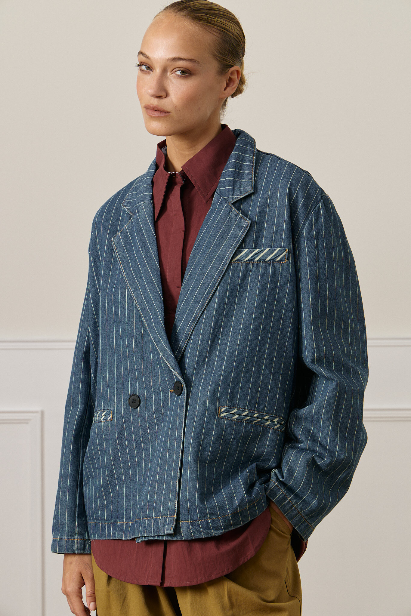 Wholesaler GIOYA&CO - STRIPED DENIM JACKET