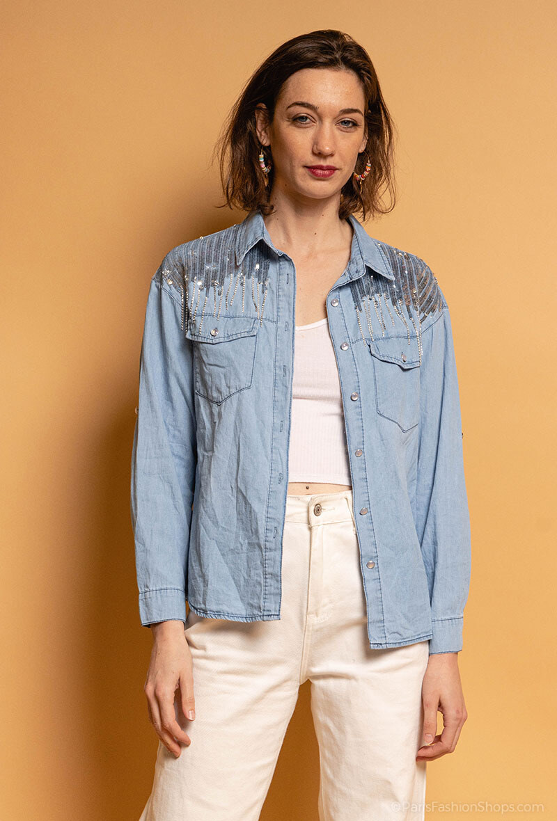 Wholesaler Girl Vivi - Sequined shirt