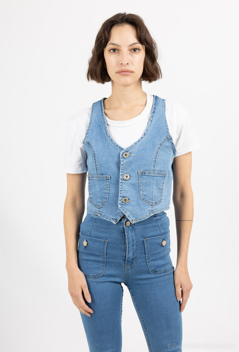 Wholesaler Girl Vivi - Crop denim jacket