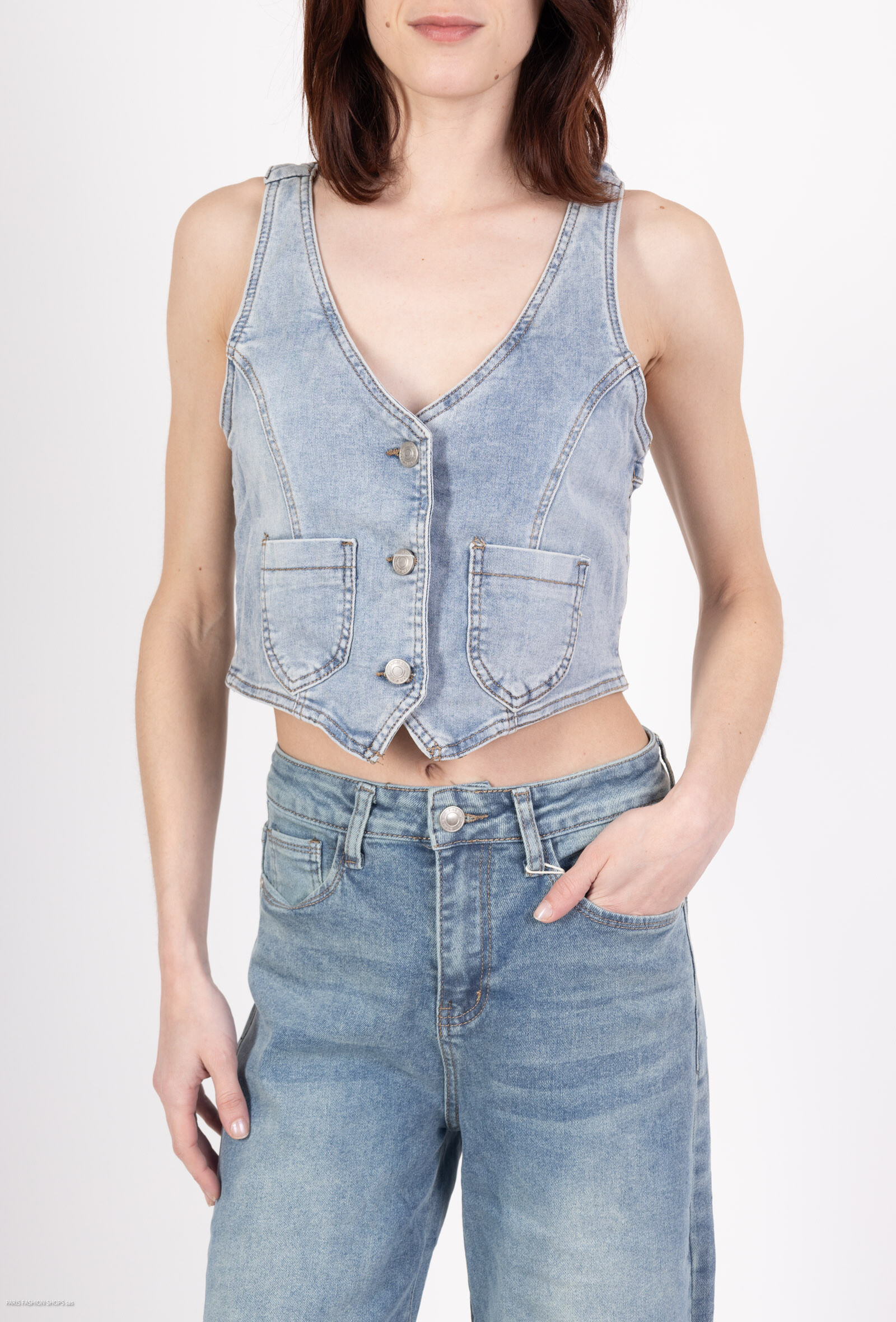 Wholesaler Girl Vivi - Crop denim jacket