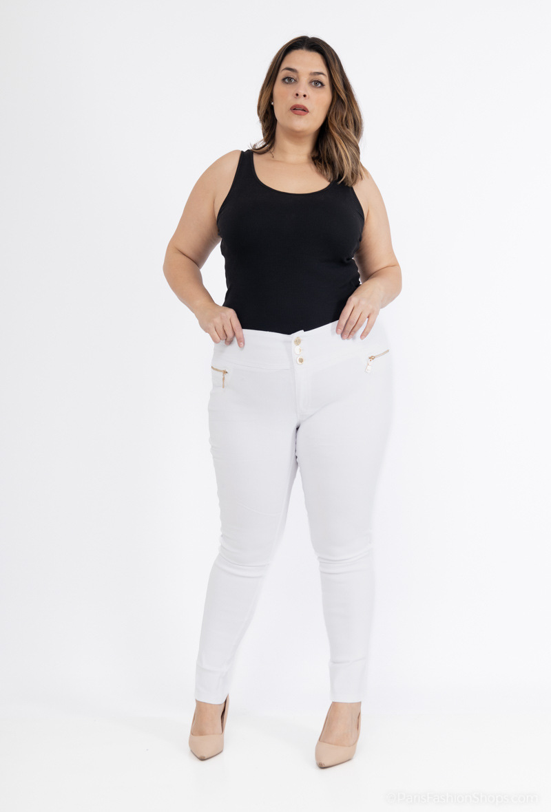 Grossiste Girl Vivi - Pantalon skinny boutonné