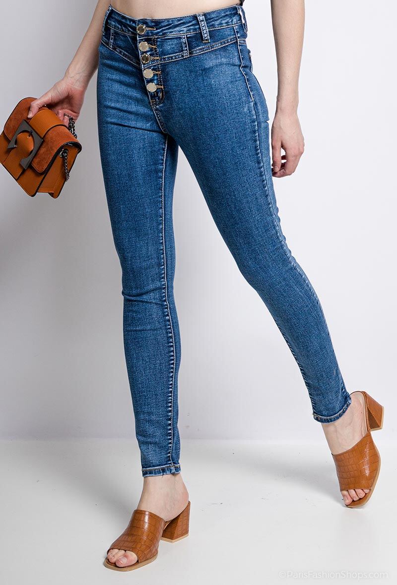 Grossiste Girl Vivi - Jean skinny boutonné