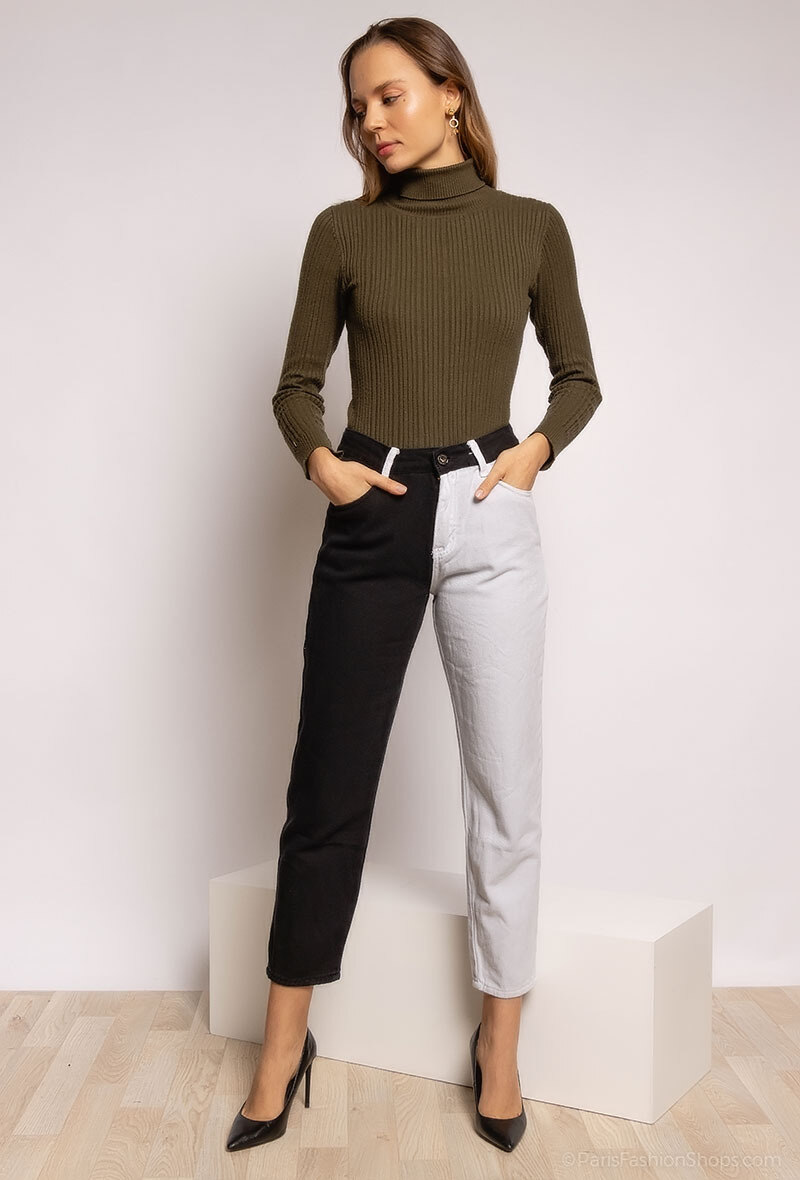 Grossista Girl Vivi - Jeans Mom bicolore
