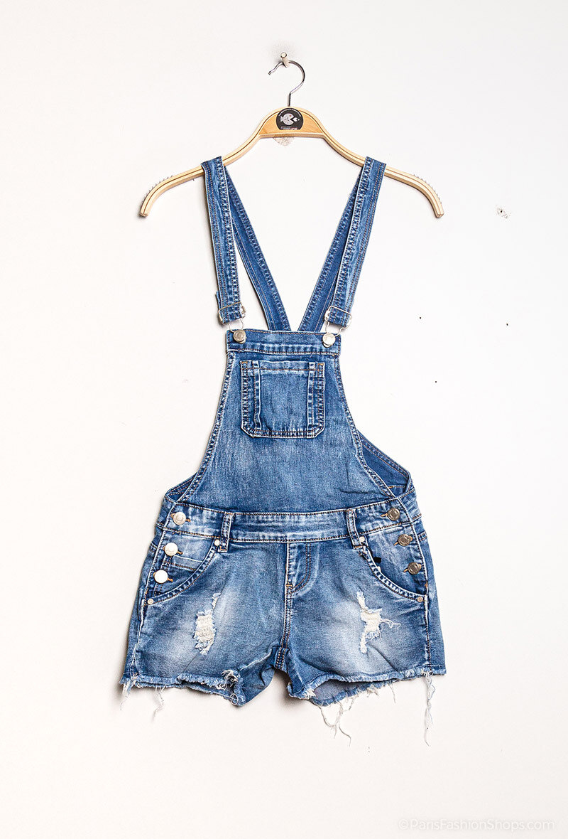 Grossiste Girl Vivi - Short salopette en jean