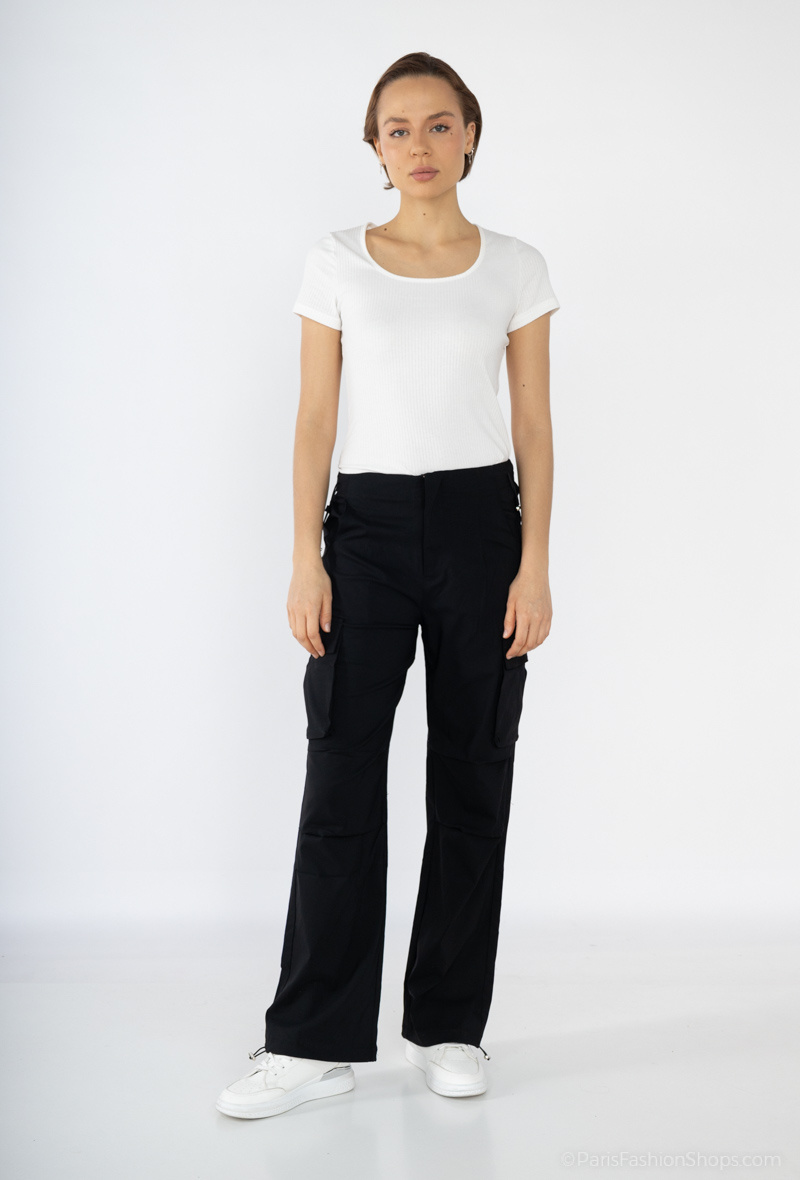 Grossiste Girl Vivi - Jean cargo droit, PARACHUT FIT