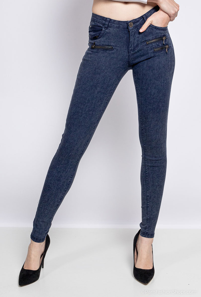 Grossiste Girl Vivi - Jean skinny avec zips