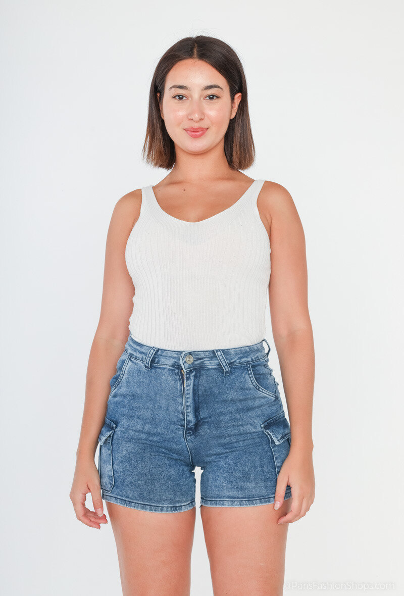 Grossiste Girl Vivi - Cargo short en jean