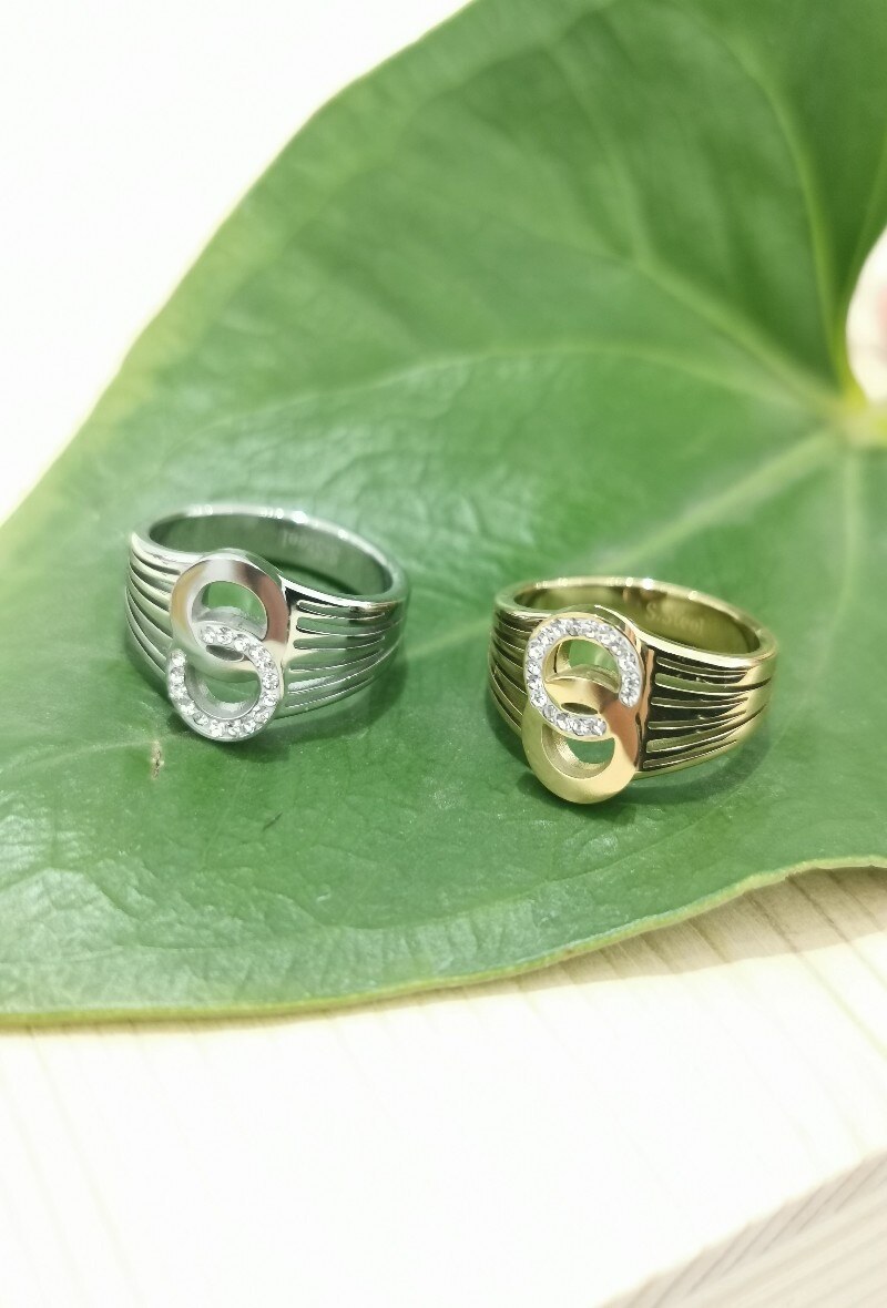 Wholesaler Glam Chic - Circle ring with rhinestones in stainless steel