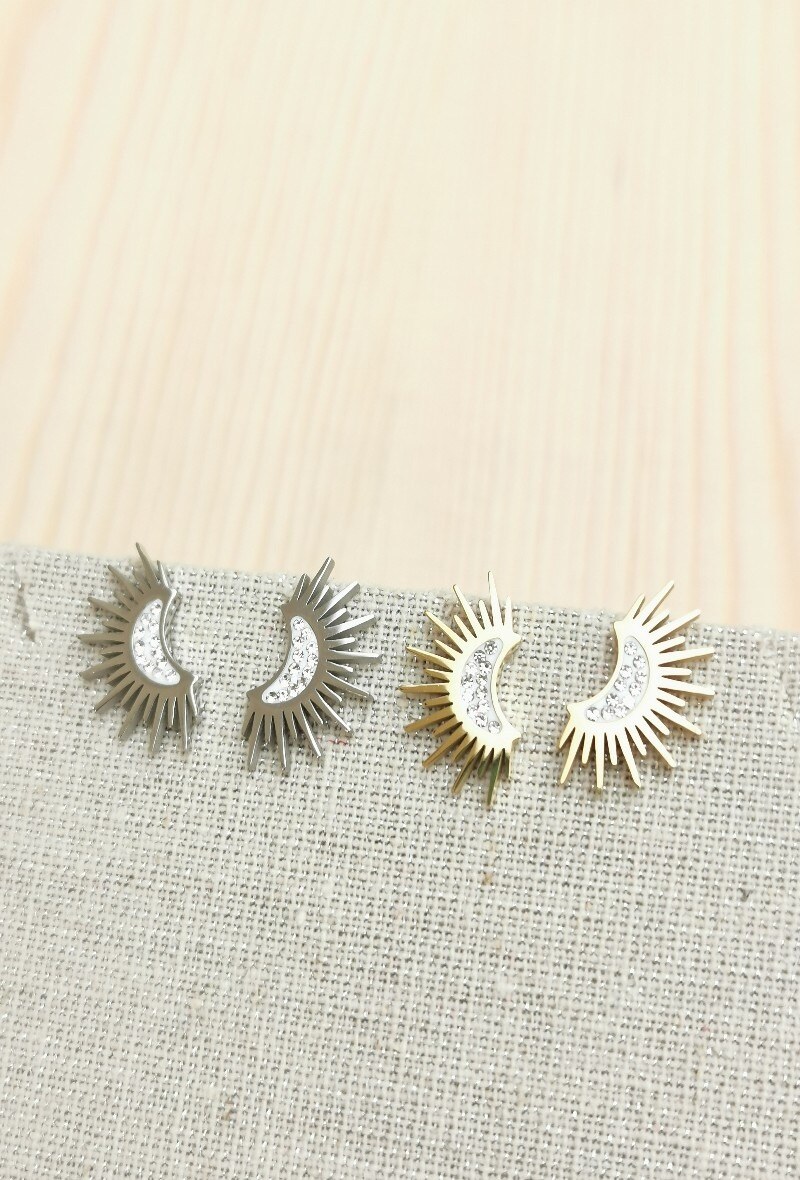 Grossiste Glam Chic - Boucle d'oreille strass en acier inoxydable
