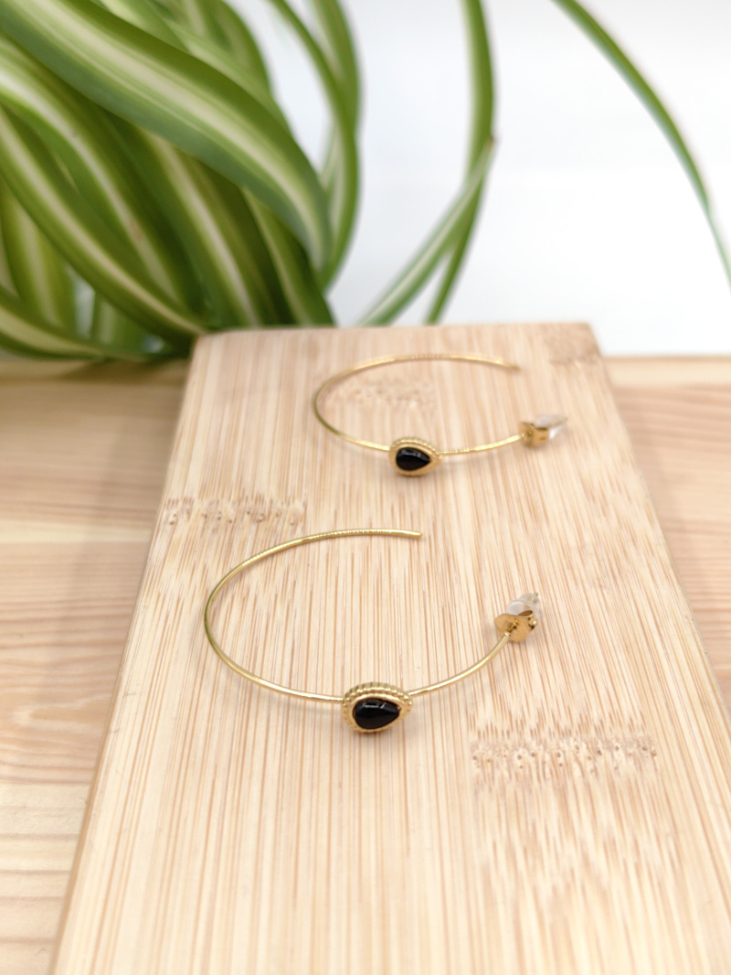 Wholesaler Glam Chic - Earring with stone in stainless steel