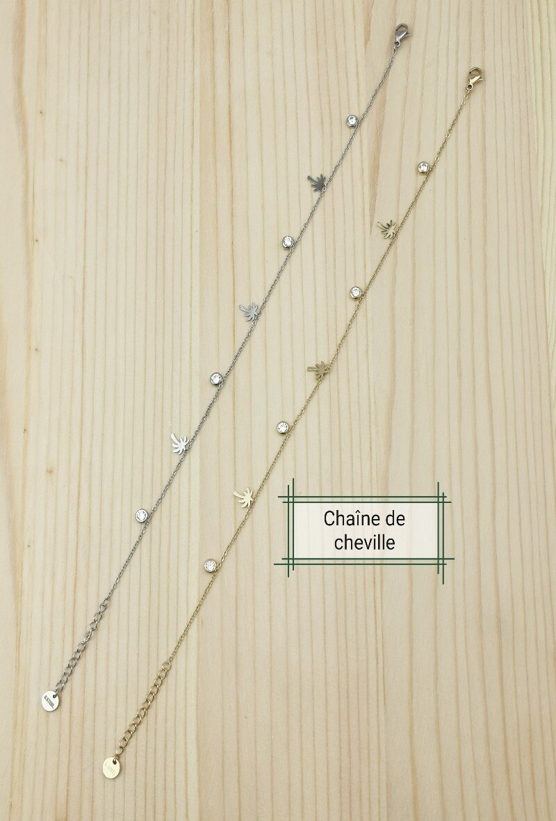 Grossiste Glam Chic - Chaîne de cheville palmier en acier inoxydable