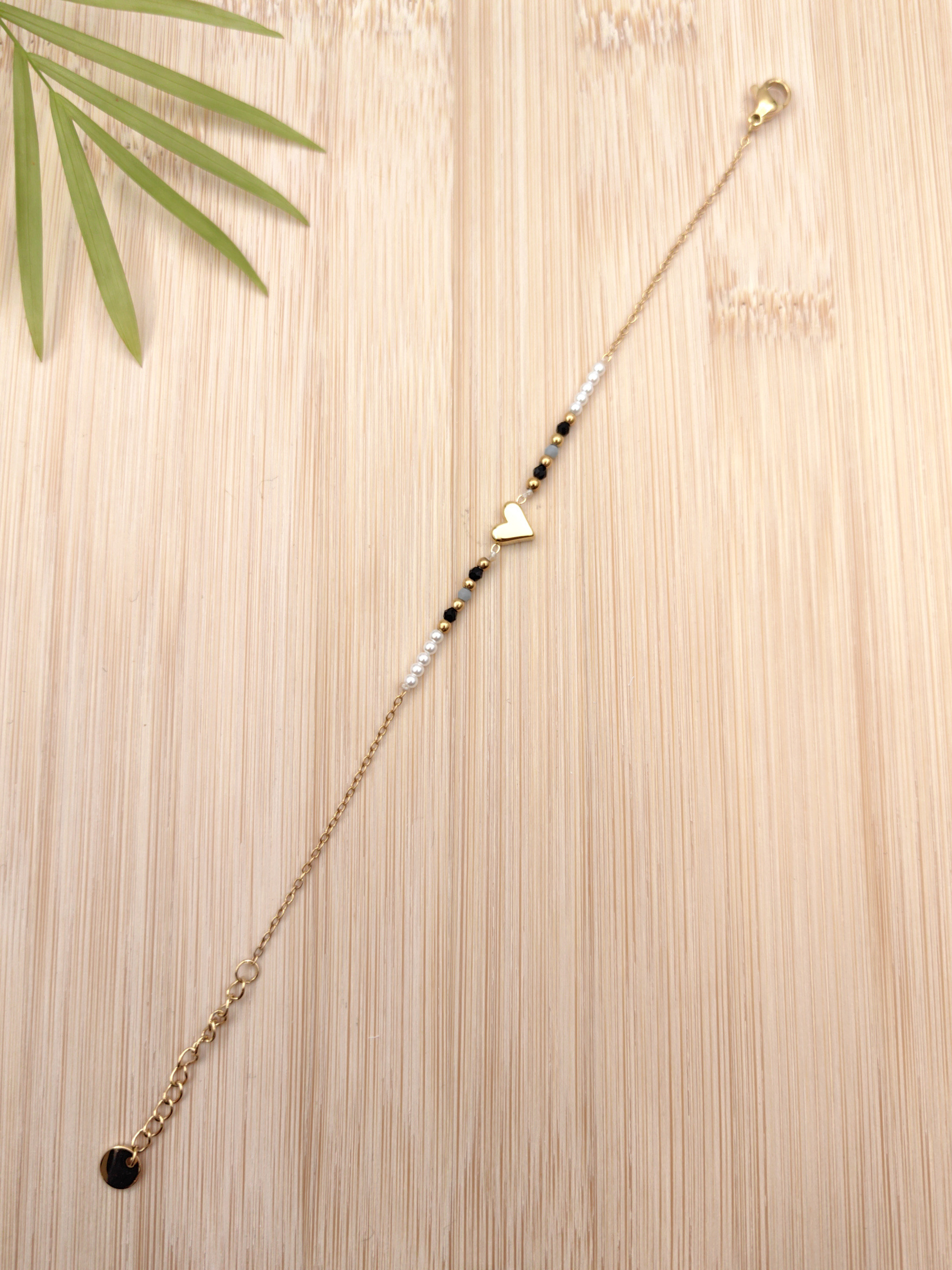 Grossiste Glam Chic - Bracelet cœur et perles en acier inoxydable