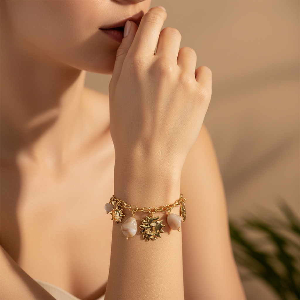 Grossiste Glam Chic - Bracelet à breloques en acier inoxydable