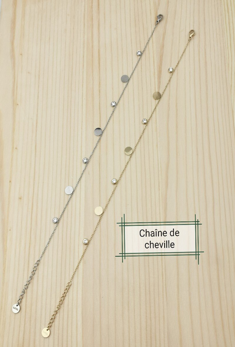 Grossiste Glam Chic - Chaîne de cheville pampille rond en acier inoxydable