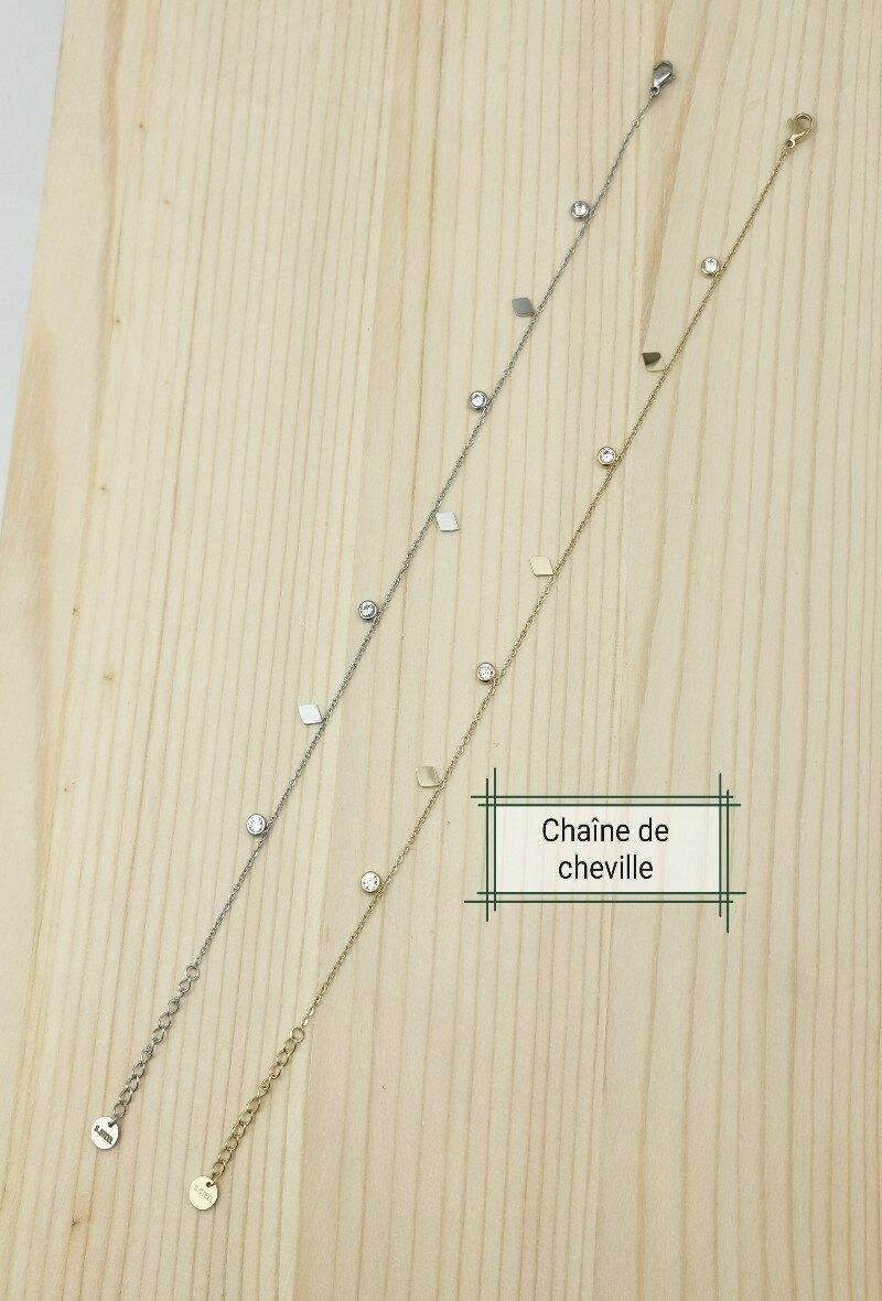 Grossiste Glam Chic - Chaîne de cheville losange en acier inoxydable