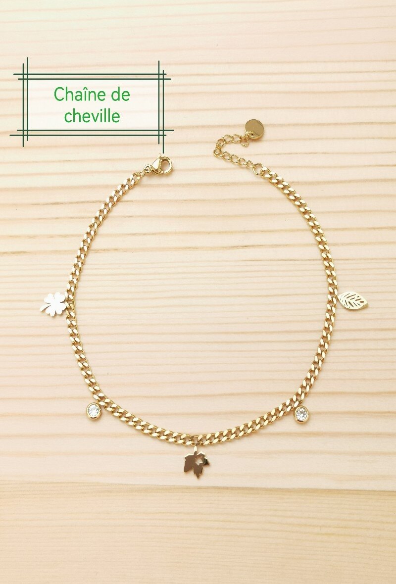 Wholesaler Glam Chic - Stainless Steel Leaf Charm Anklet