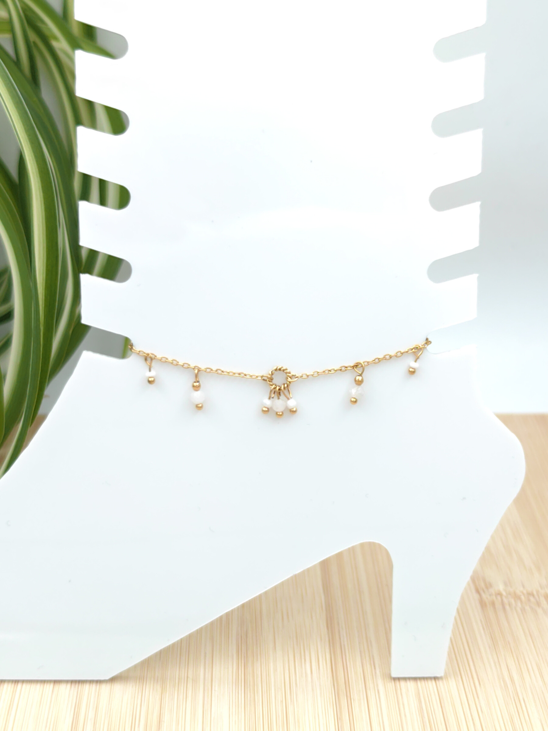 Großhändler Glam Chic - Knöchelkette aus Edelstahlperlen