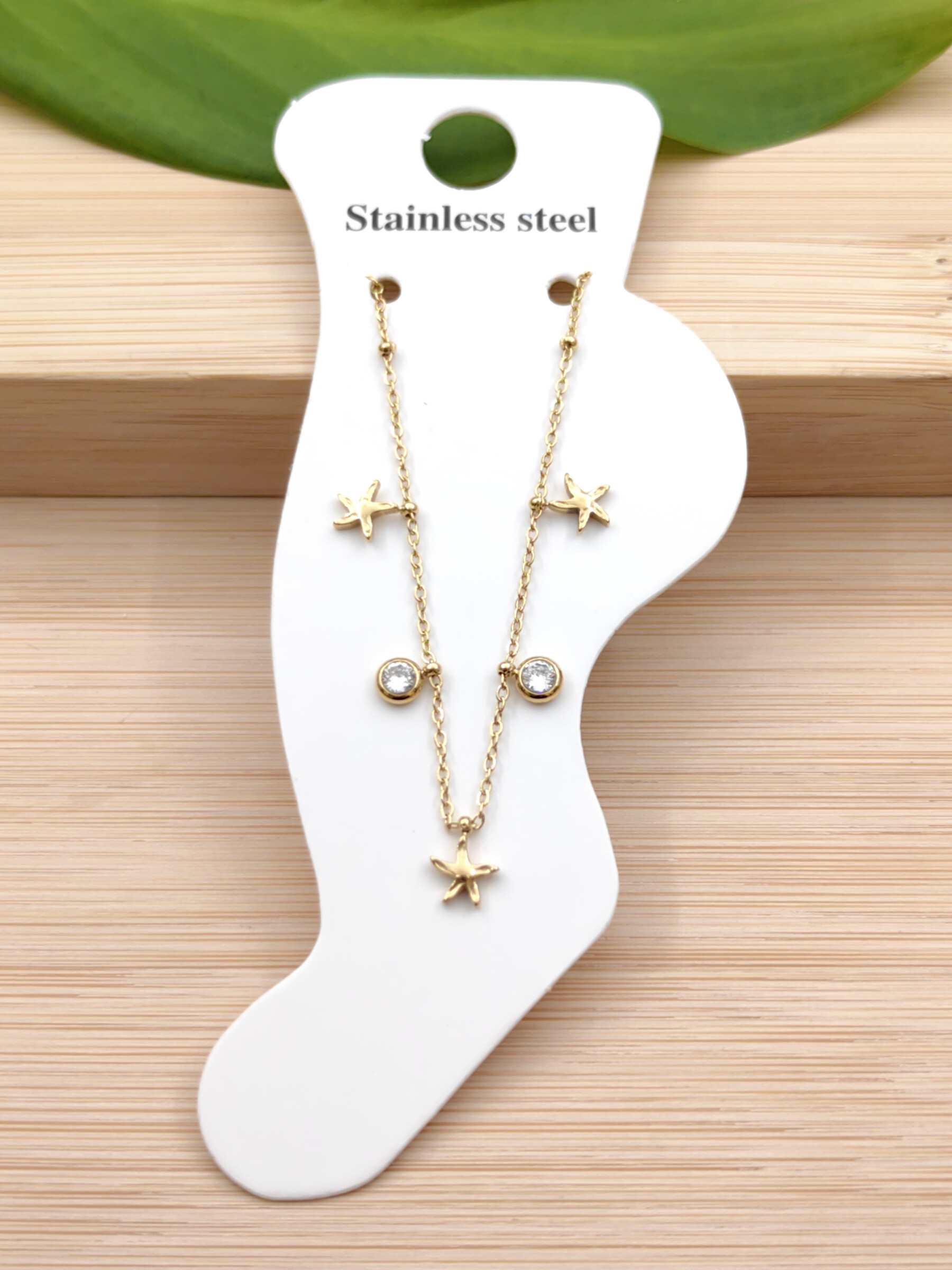 Großhändler Glam Chic - Sternenstars der Knöchelkette und Edelstahl -Strasssteine