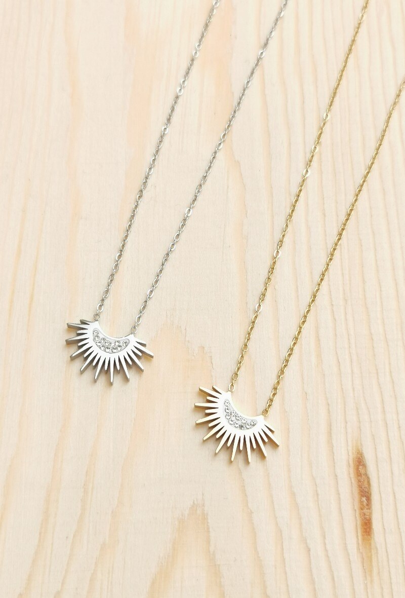 Grossiste Glam Chic - Collier strass en acier inoxydable