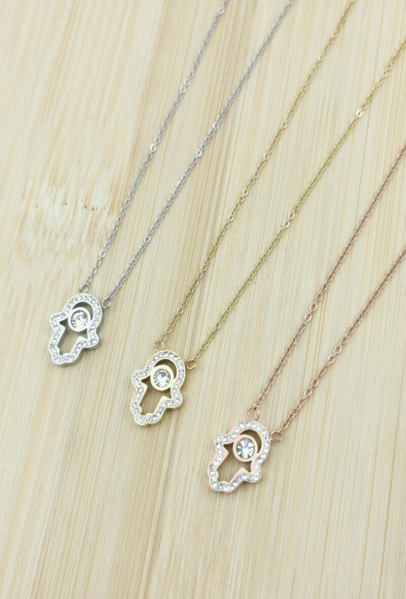 Grossiste Glam Chic - Collier main de Fatma en acier inoxydable