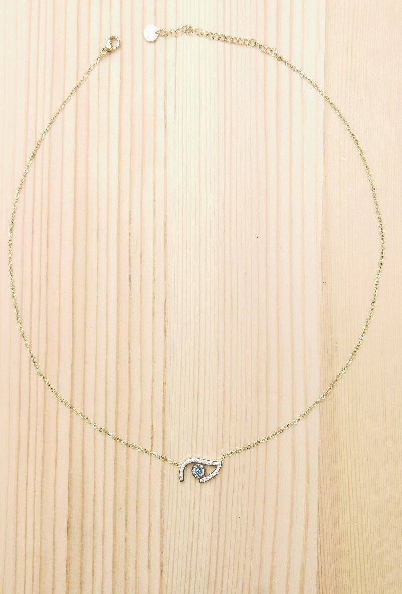 Grossiste Glam Chic - Collier Oeil avec strass en acier inoxydable