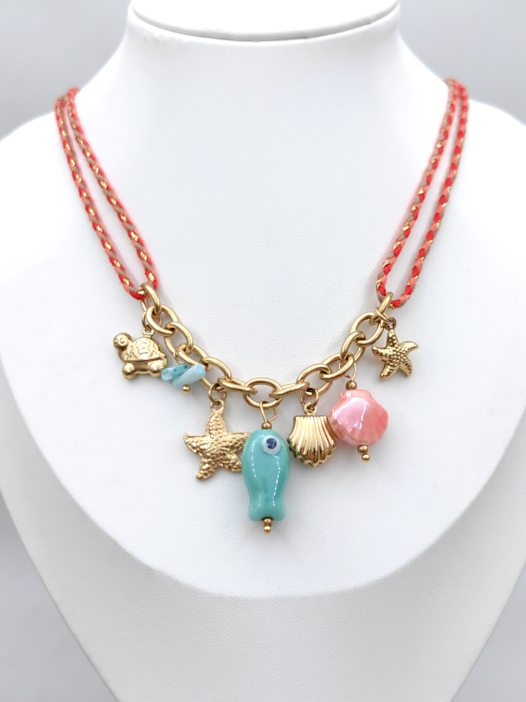 Grossista Glam Chic - Collana a mezzo cordone con ciondoli in acciaio inossidabile