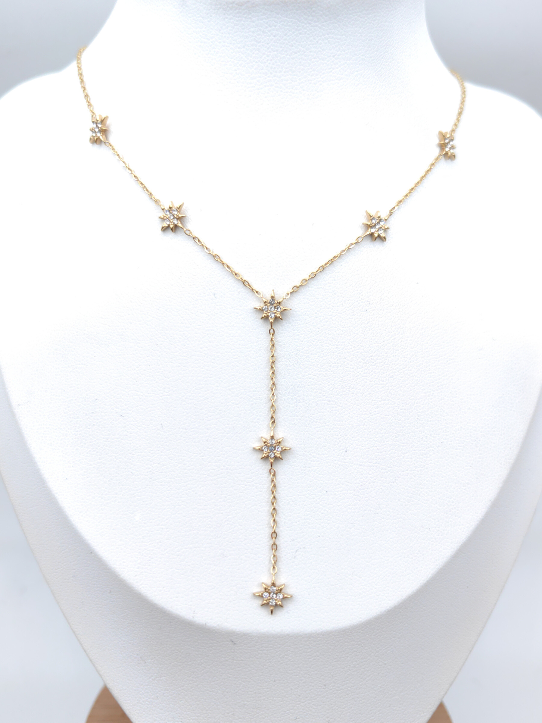 Wholesaler Glam Chic - Star necklace with rhinestones in stainless steel