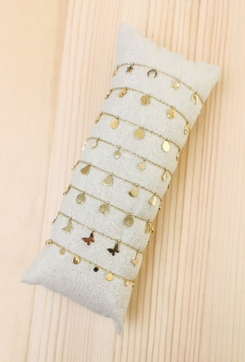 Mayorista Glam Chic - Conjunto de pulseras de 8 modelos con cojín de acero inoxidable
