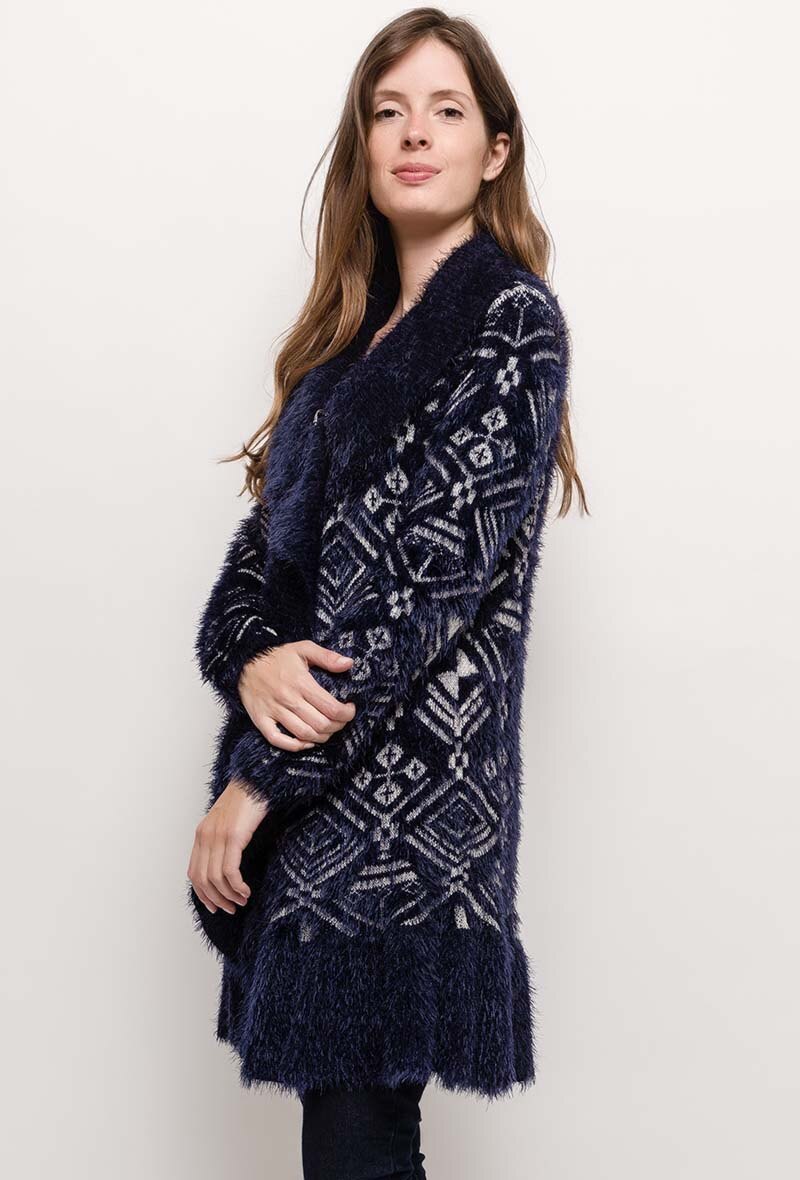 Wholesaler Gold Fashion - Printed knit cardigan with silk