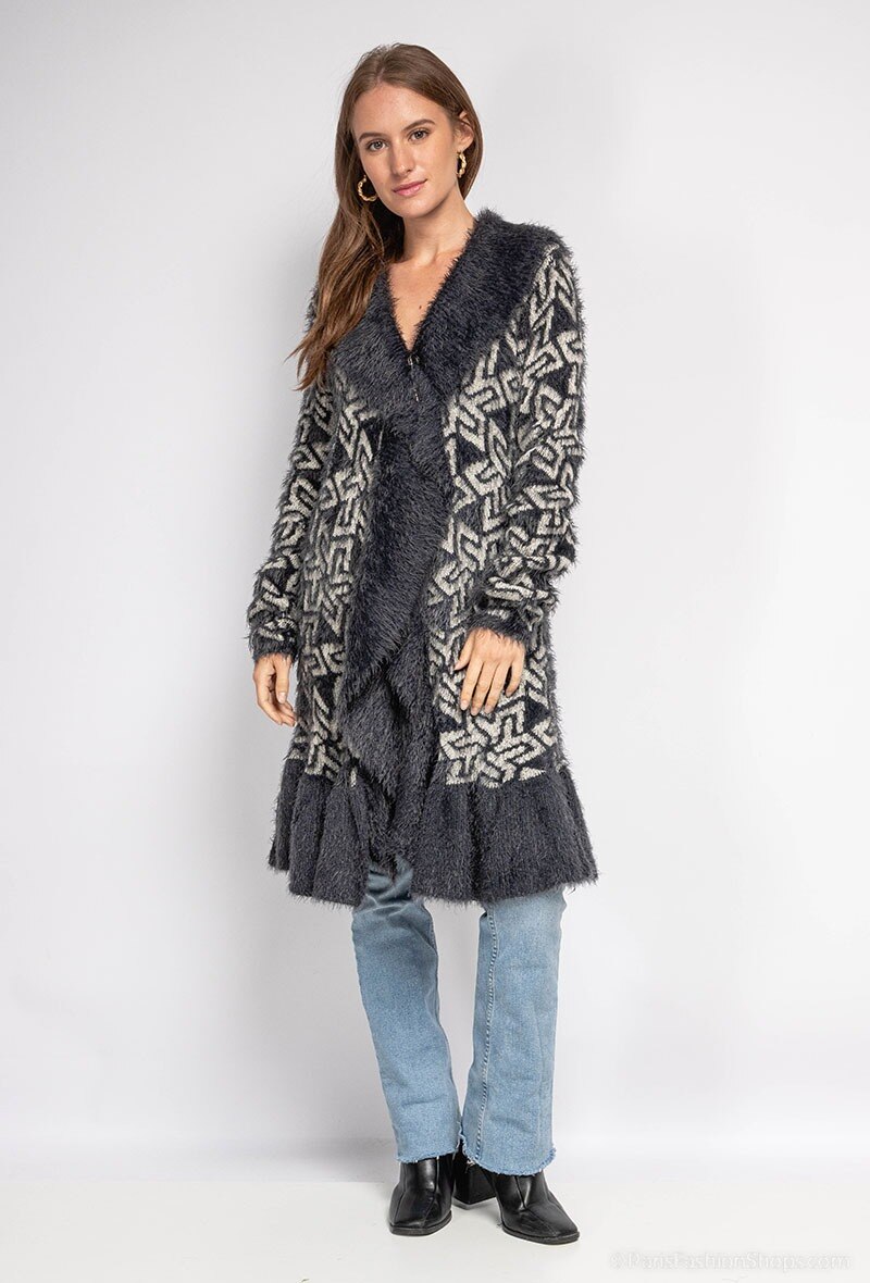Wholesaler Gold Fashion - Printed knit cardigan with silk