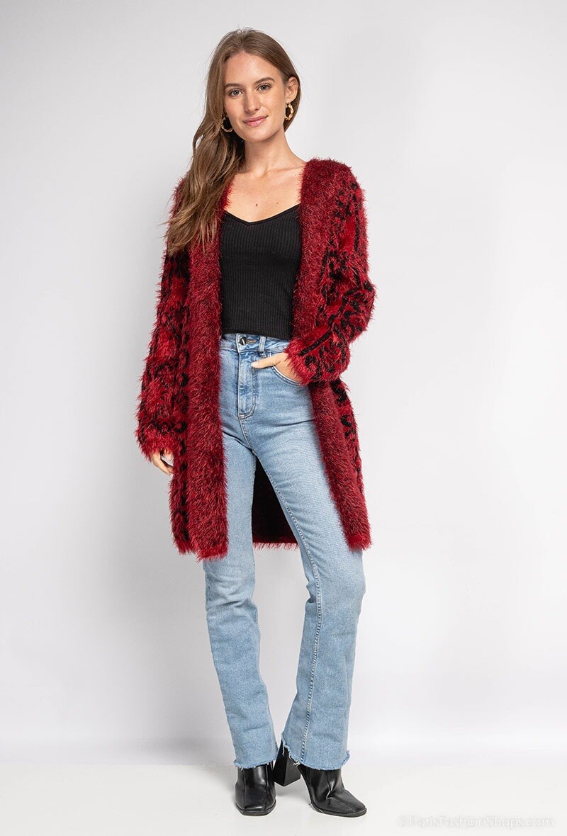 Wholesaler Gold Fashion - Hooded knit cardigan with silk