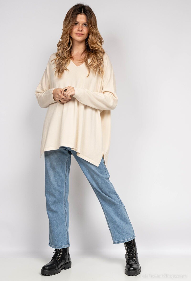 Wholesaler Gold Fashion - V-neck knit wide sweater