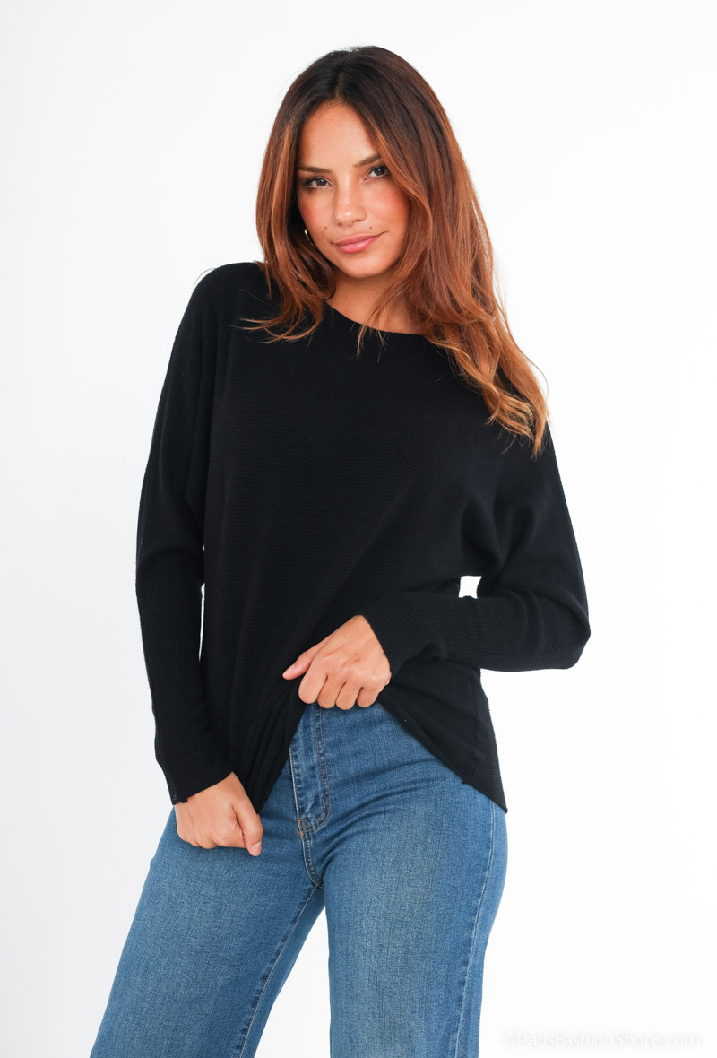 Wholesaler Gold Fashion - Ribbed knit batwing sweater