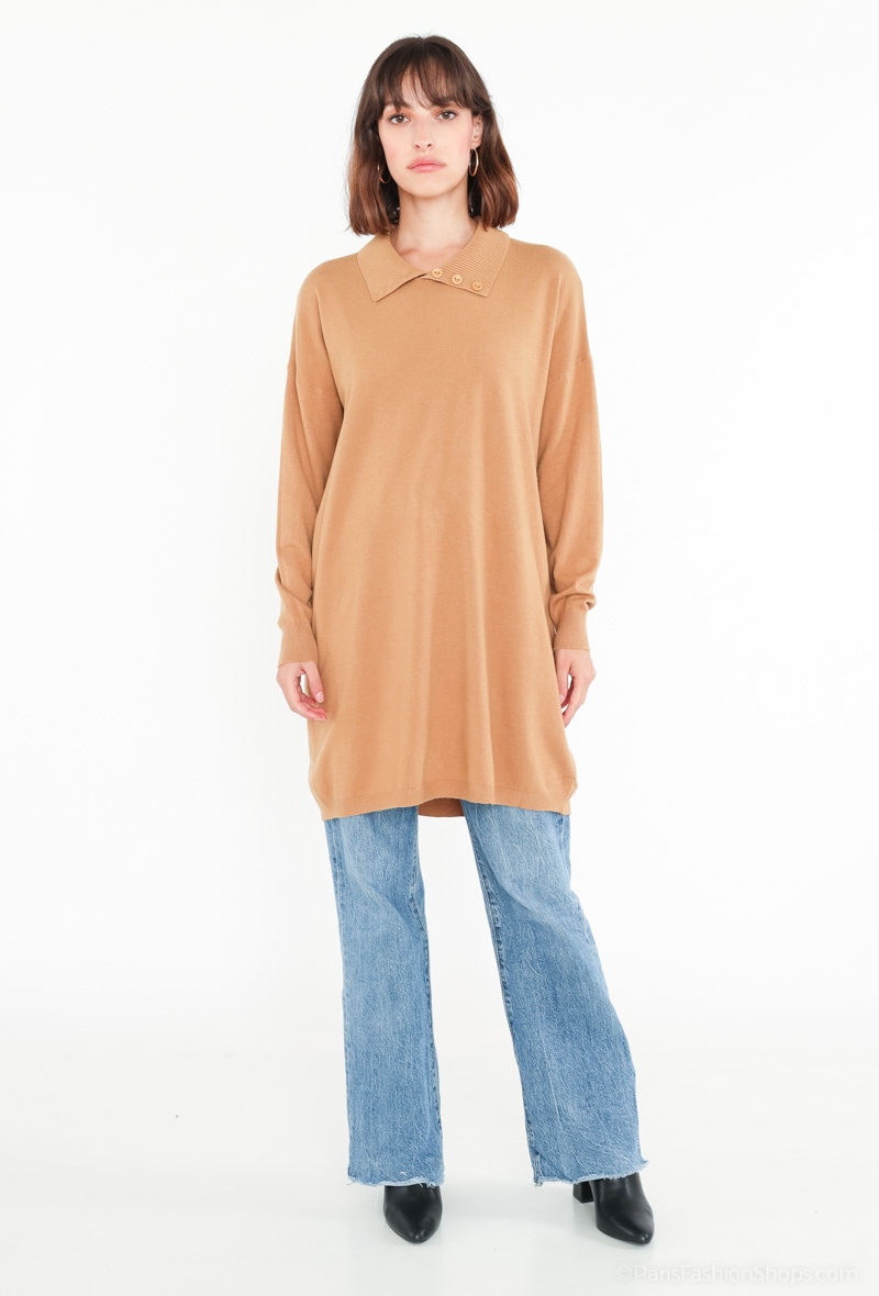 Wholesaler Gold Fashion - V-neck sweater with multi-colored buttons on the side