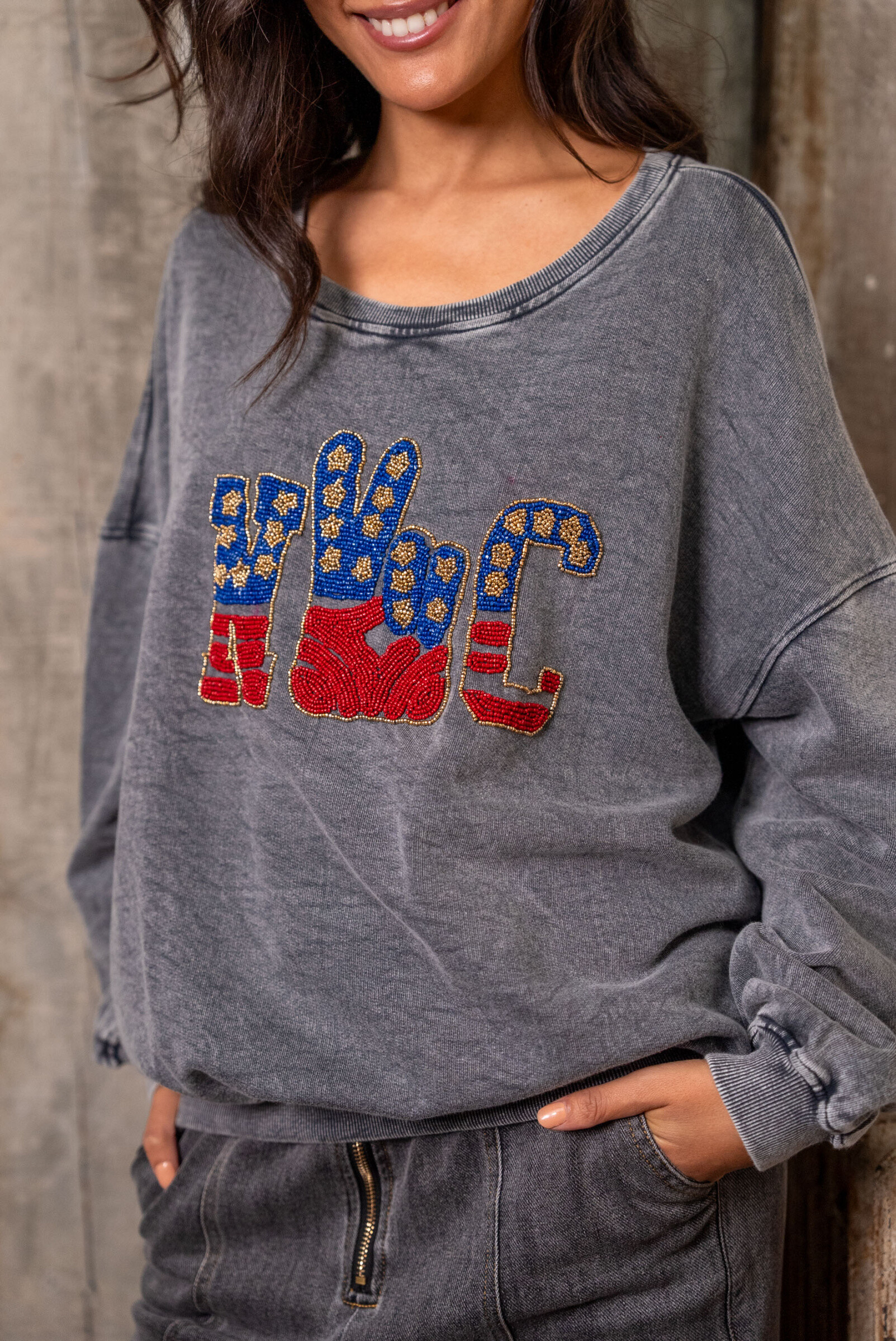 Mayorista Gold & Silver - SUDADERA NYC LAVADO A LA PIEDRA PERLA