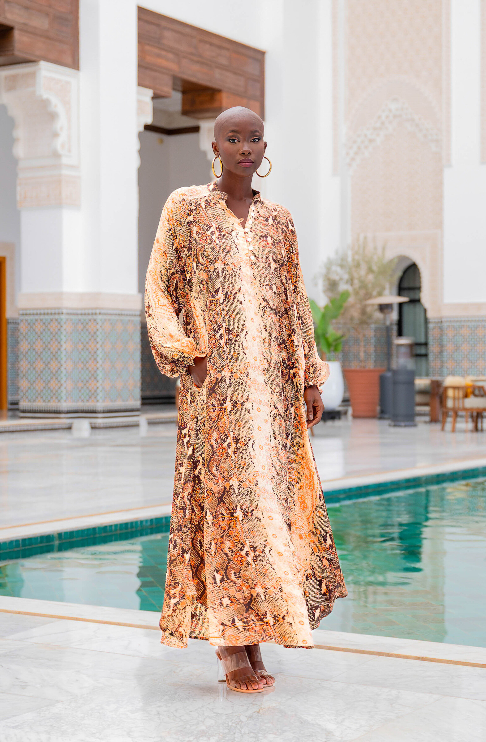 Mayorista Gold & Silver - Vestidos de lujo estampados de manga larga