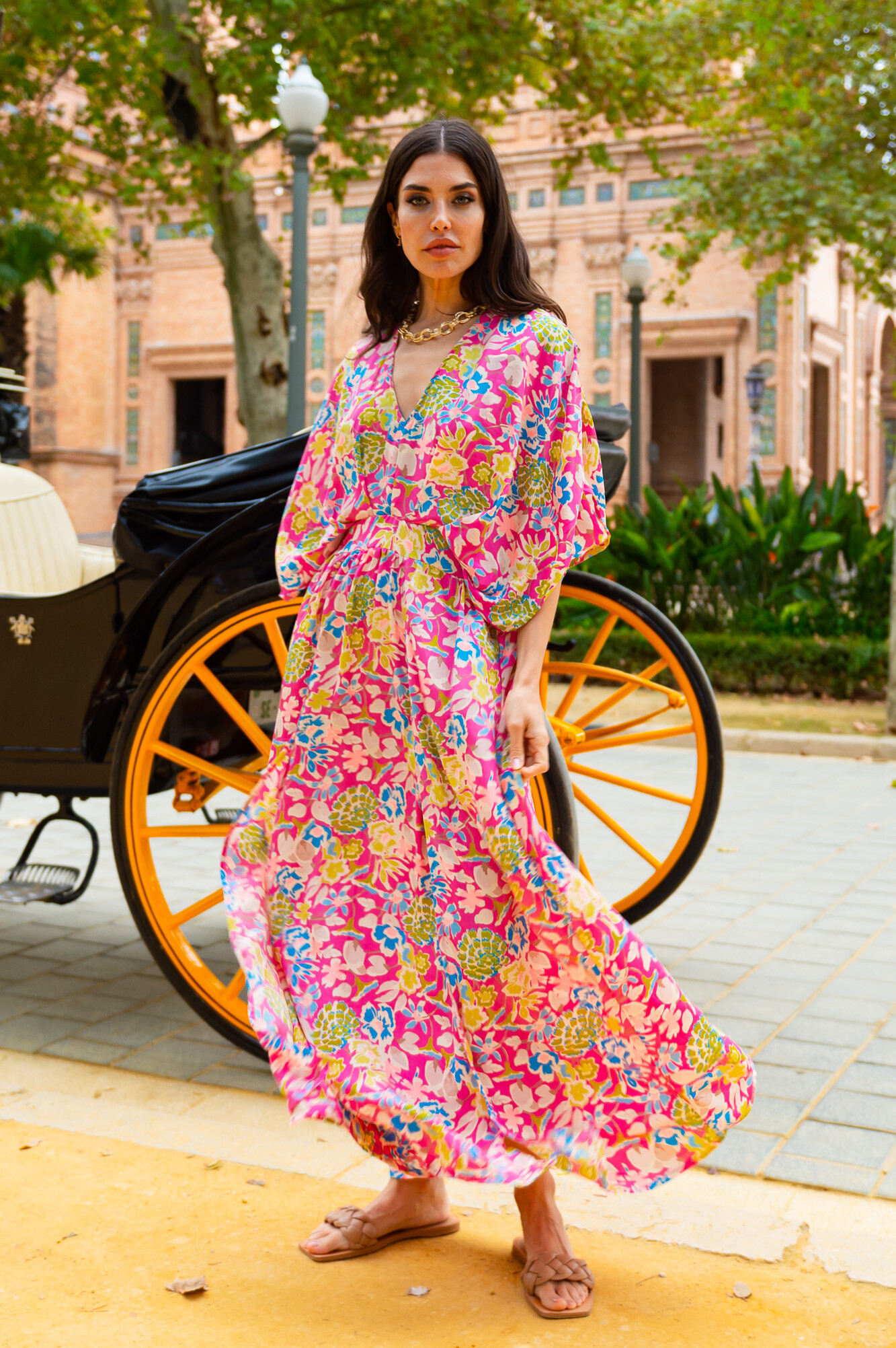 Mayorista Gold & Silver - vestidos de viscosa estampados tocados de seda