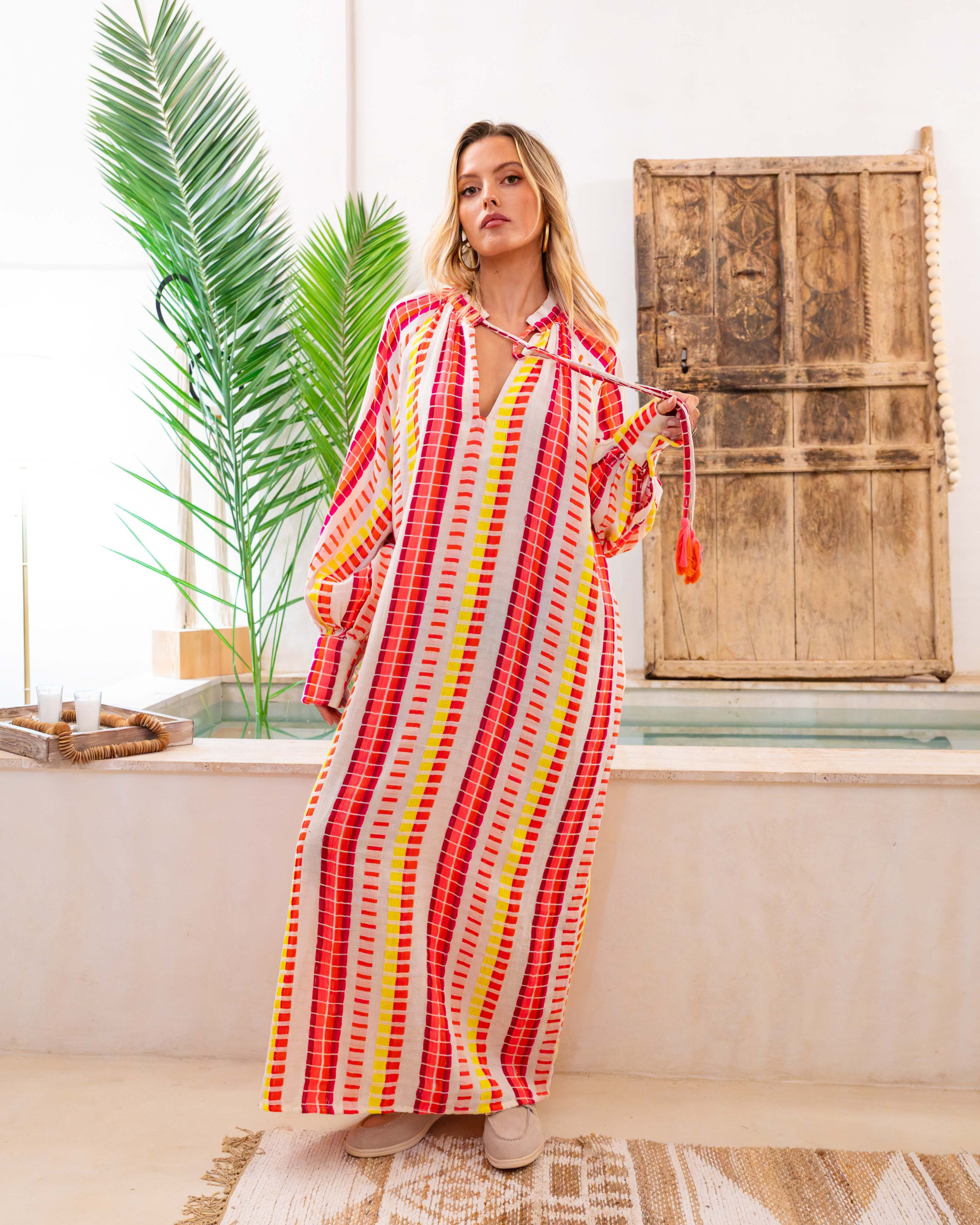 Mayorista Gold & Silver - Vestido Largo a Rayas Salerno