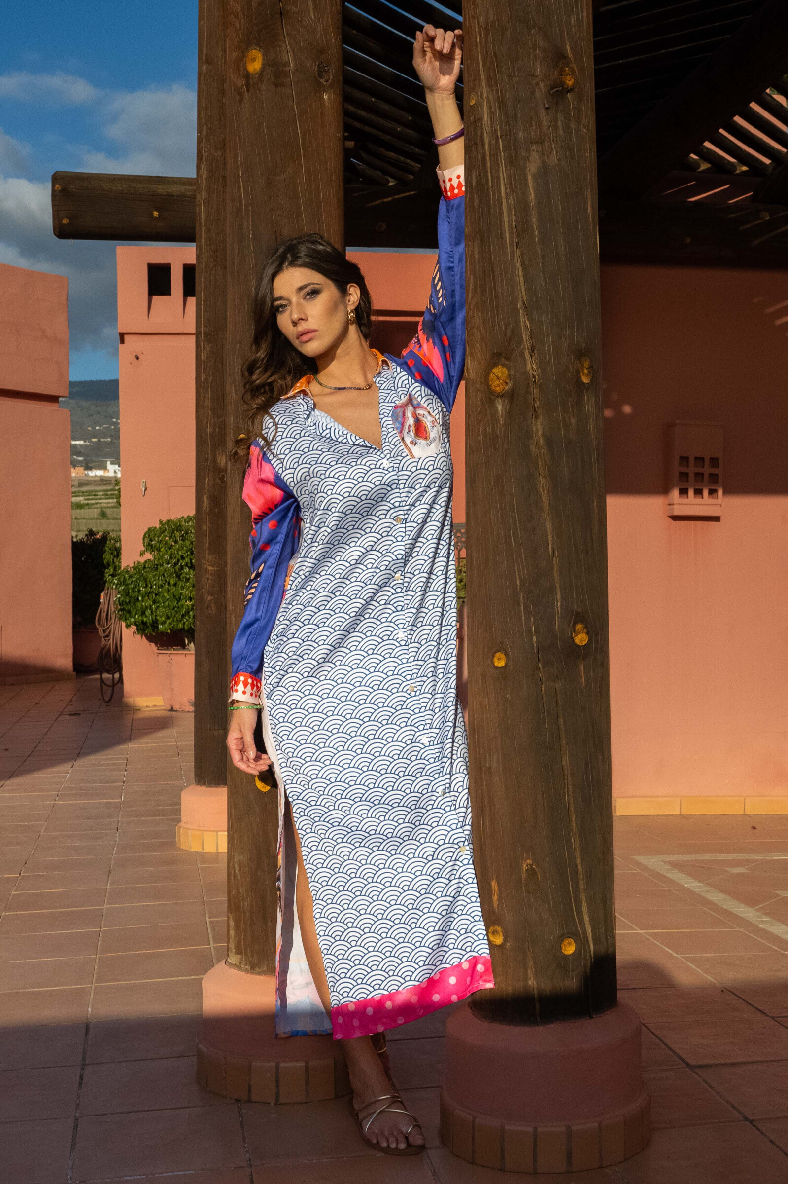 Mayorista Gold & Silver - Vestido camisero manga larga Shayli oro y plata paris