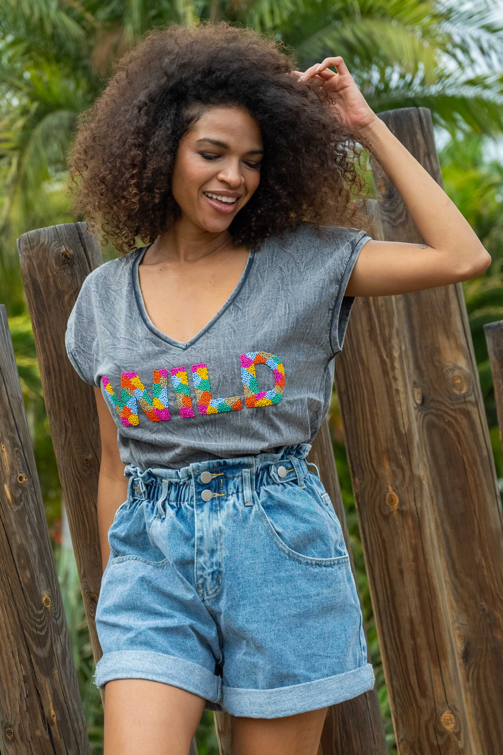 Mayorista Gold & Silver - CAMISETA PERLAS HECHA A MANO LAVADA A LA PIEDRA