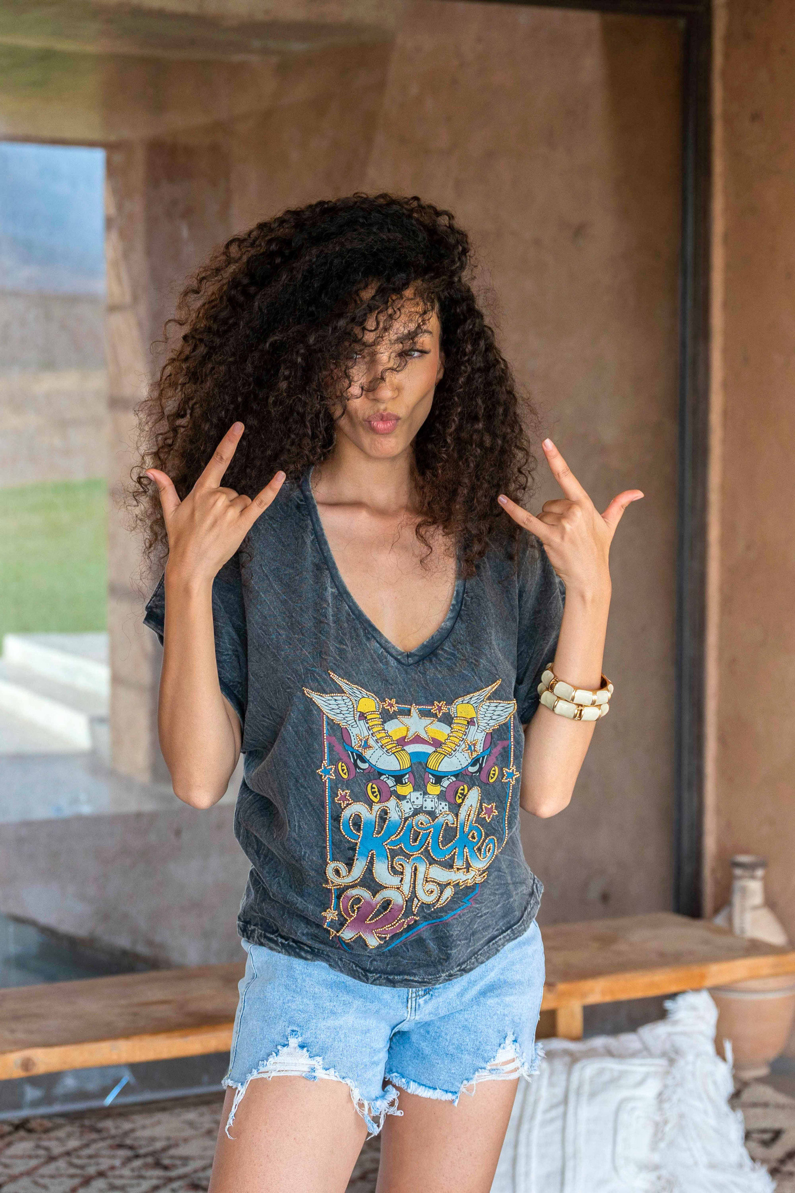 Mayorista Gold & Silver - Camiseta fluida Rock & Roller