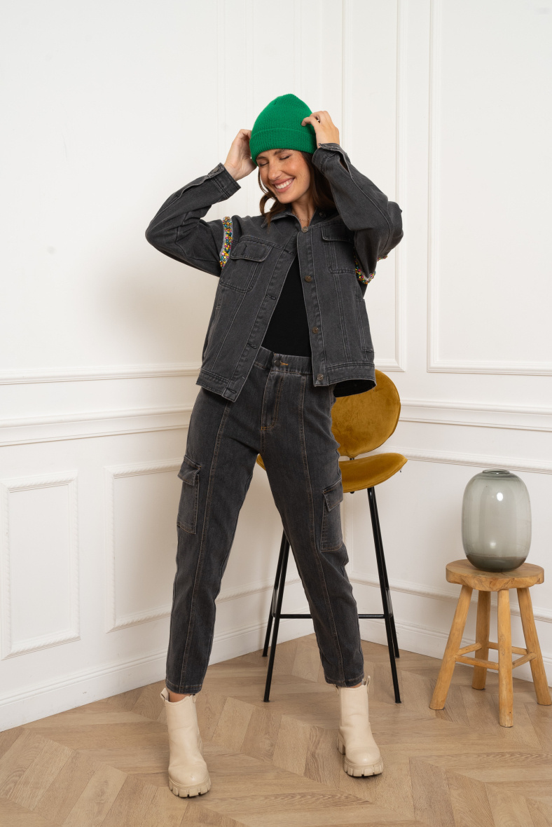 Veste Denim Designer Goldspun - Denim Japonais - Couleur Gris Noir - Tailles M & L - Neuf Sans étiquette