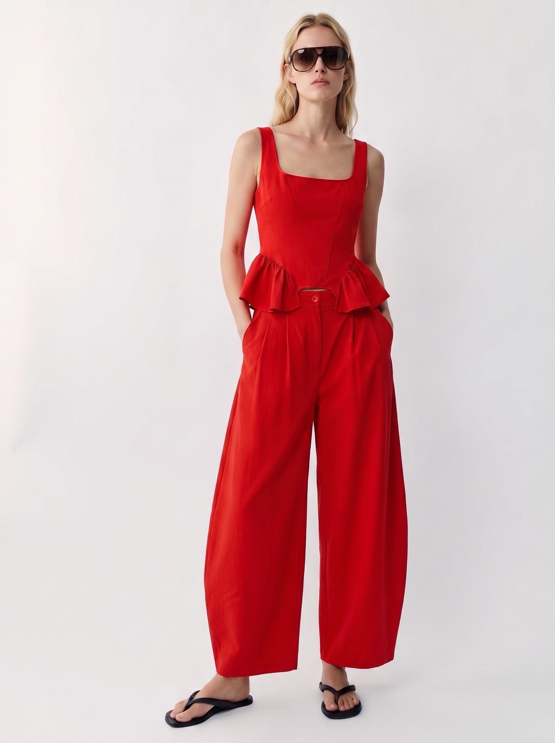 Großhändler Golden Days - G&D - Ärmelloses Schößchen-Top und weite Hose Set