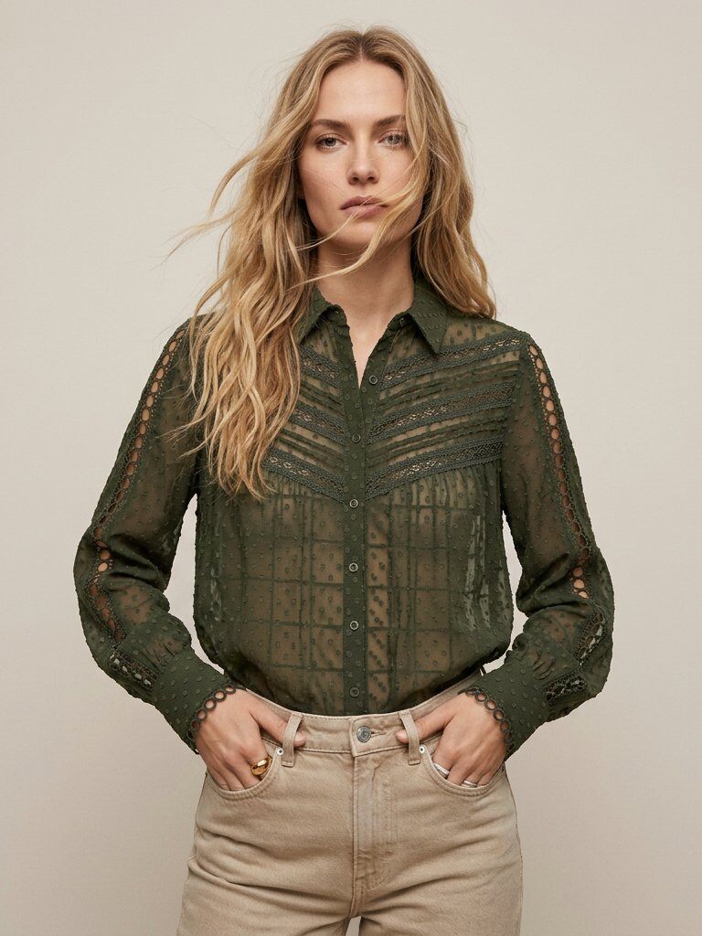 Grossiste Golden Live - Chemise plumetis ajourée