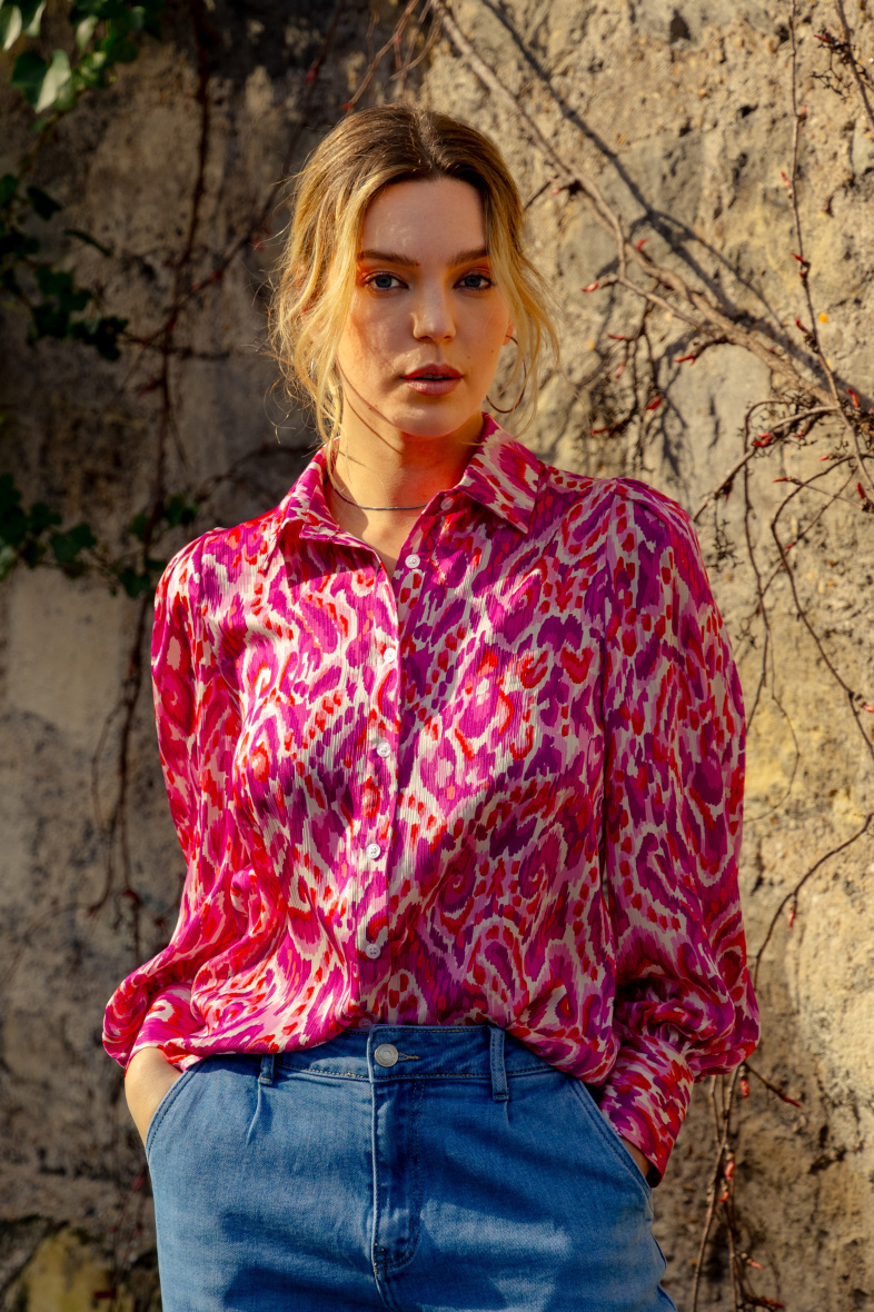 Grossiste Golden Live - Chemise imprimée à manches ballons