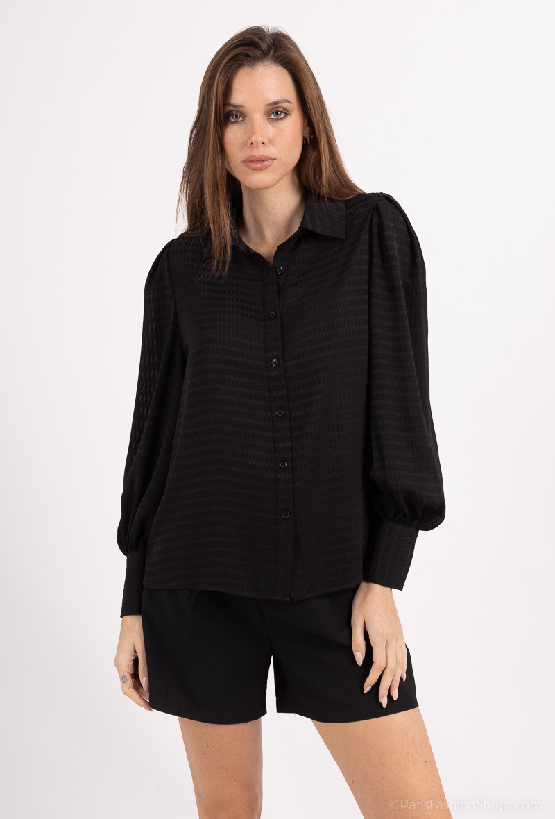 Grossiste Golden Live - Chemise texturée à manches bouffantes